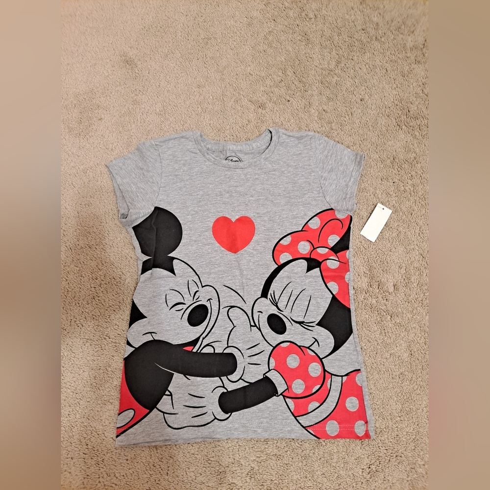 Disney collection mickey and minne gray graphic t-shirt